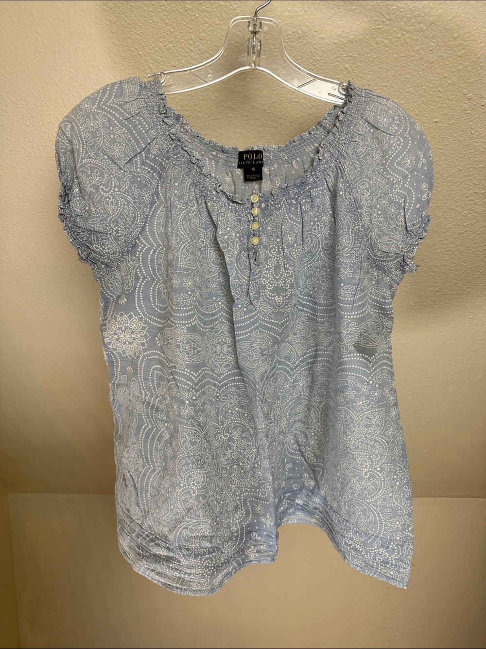 Polo by Ralph Lauren Light Blue Paisley Peasant Blouse